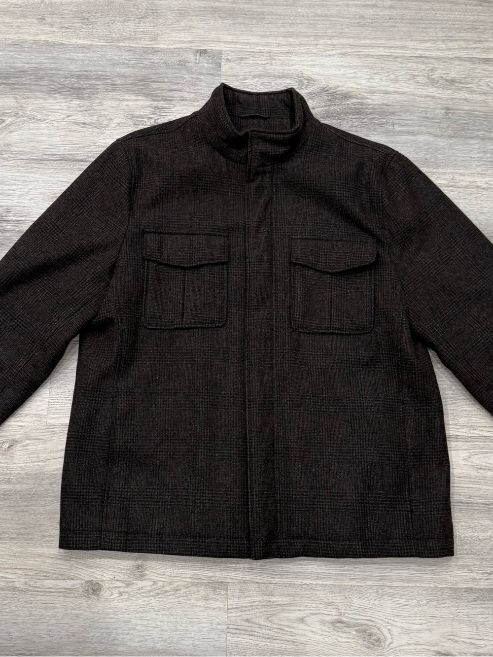 Banana Republic Men's Dark Glen Plaid Shirt Jacket - Black & Grey